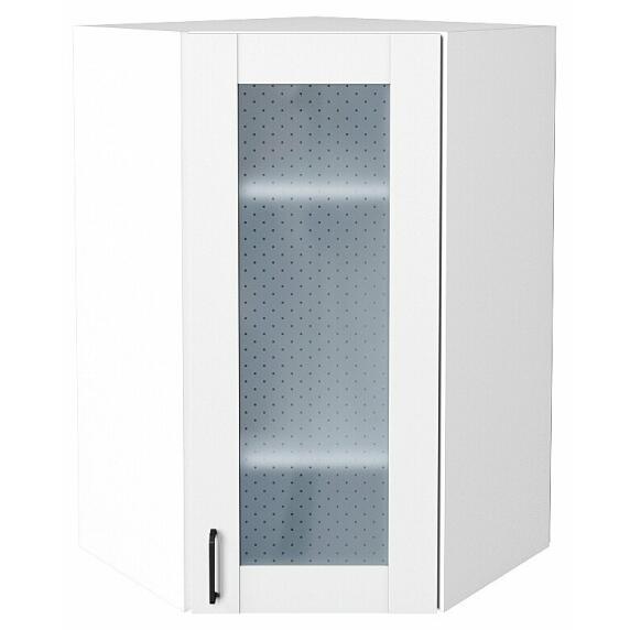 Шкаф верхний угловой остекленный Лофт Super White Белый 920*600*600