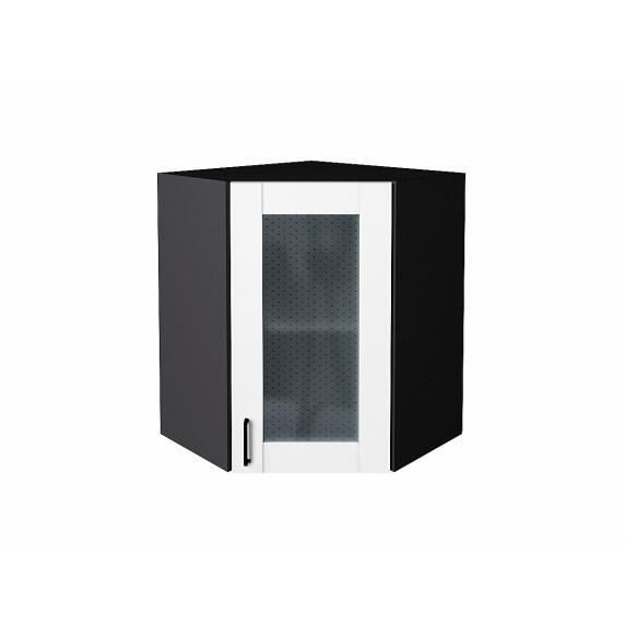 Шкаф верхний угловой остекленный Лофт Super White Graphite 716*600*600