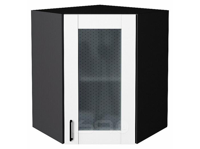 Шкаф верхний угловой остекленный Лофт Super White Graphite 716*600*600