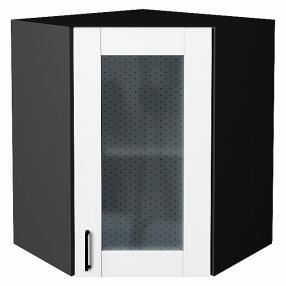 Шкаф верхний угловой остекленный Лофт Super White Graphite 716*600*600