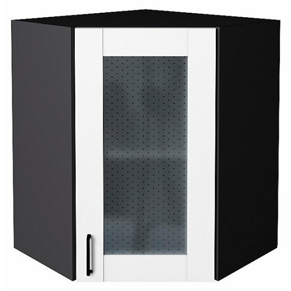 Шкаф верхний угловой остекленный Лофт Super White Graphite 716*600*600
