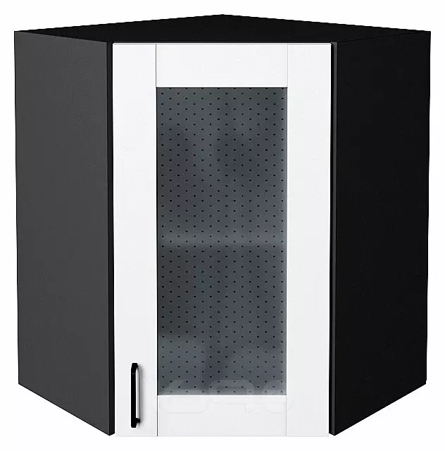 Шкаф верхний угловой остекленный Лофт Super White Graphite 716*600*600