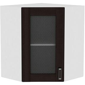 Шкаф верхний угловой остекленный Лофт ВУ 590 Wenge Veralinga-Белый