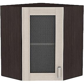 Шкаф верхний угловой остекленный Лофт ВУ 599 Cappuccino Veralinga-Венге