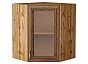 Шкаф верхний угловой остекленный Шале Brown Dreamline Дуб Вотан 716*600*600