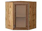 Шкаф верхний угловой остекленный Шале Brown Dreamline Дуб Вотан 716*600*600