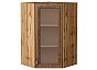 Шкаф верхний угловой остекленный Шале Brown Dreamline Дуб Вотан 920*600*600