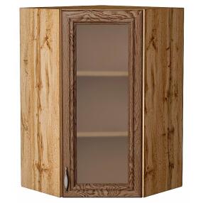 Шкаф верхний угловой остекленный Шале Brown Dreamline Дуб Вотан 920*600*600