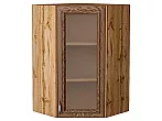 Шкаф верхний угловой остекленный Шале Brown Dreamline Дуб Вотан 920*600*600