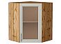 Шкаф верхний угловой остекленный Сканди Cappuccino Softwood Дуб Вотан 716*600*600
