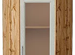 Шкаф верхний угловой остекленный Сканди Cappuccino Softwood Дуб Вотан 716*600*600