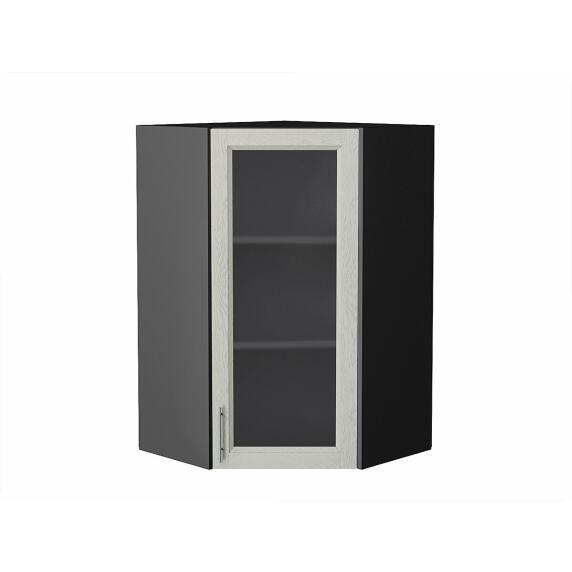 Шкаф верхний угловой остекленный Сканди Cappuccino Softwood Graphite 920*600*600