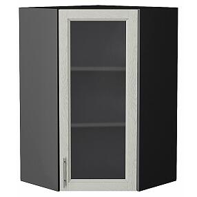 Шкаф верхний угловой остекленный Сканди Cappuccino Softwood Graphite 920*600*600