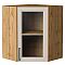 Шкаф верхний угловой остекленный Сканди Cream Silkwood/Дуб Вотан 716*600*600