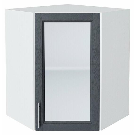 Шкаф верхний угловой остекленный Сканди Graphite Softwood Белый 716*600*600