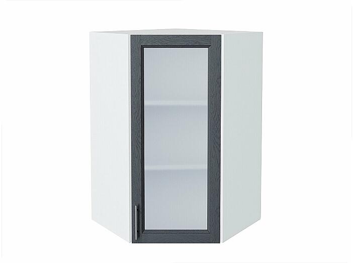 Шкаф верхний угловой остекленный Сканди Graphite Softwood Белый 920*600*600