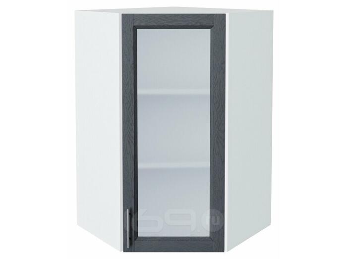 Шкаф верхний угловой остекленный Сканди Graphite Softwood Белый 920*600*600