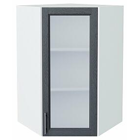 Шкаф верхний угловой остекленный Сканди Graphite Softwood Белый 920*600*600