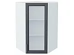 Шкаф верхний угловой остекленный Сканди Graphite Softwood Белый 920*600*600