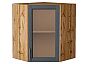 Шкаф верхний угловой остекленный Сканди Graphite Softwood Дуб Вотан 716*600*600