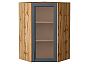 Шкаф верхний угловой остекленный Сканди Graphite Softwood Дуб Вотан 920*600*600