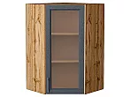 Шкаф верхний угловой остекленный Сканди Graphite Softwood Дуб Вотан 920*600*600