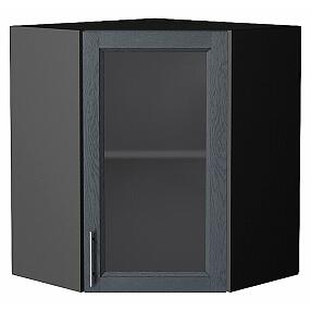 Шкаф верхний угловой остекленный Сканди Graphite Softwood Graphite 716*600*600