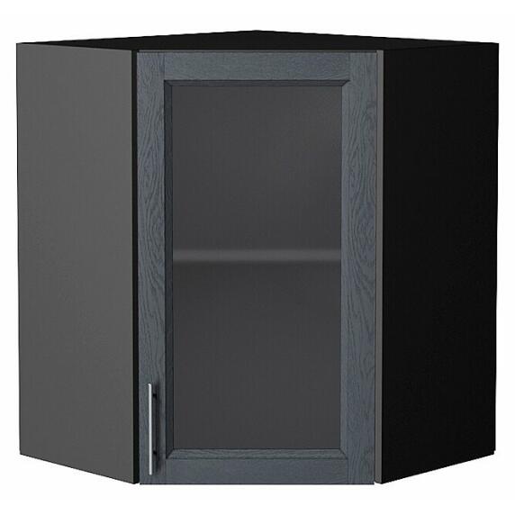 Шкаф верхний угловой остекленный Сканди Graphite Softwood Graphite 716*600*600