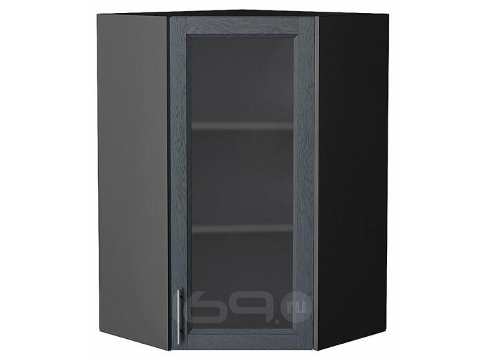 Шкаф верхний угловой остекленный Сканди Graphite Softwood Graphite 920*600*600