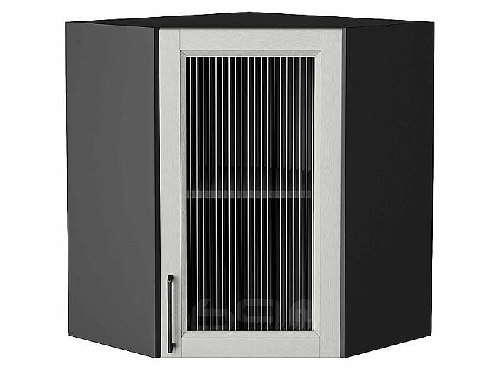 Шкаф верхний угловой остекленный Сканди Grey Silkwood/Graphite 716*600*600