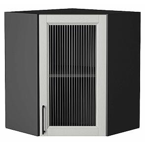 Шкаф верхний угловой остекленный Сканди Grey Silkwood/Graphite 716*600*600