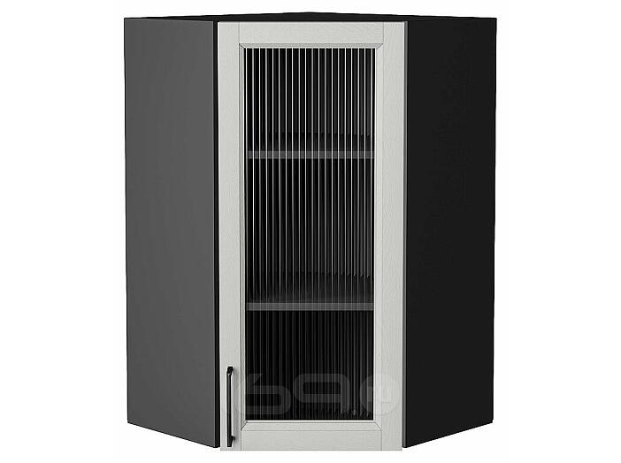 Шкаф верхний угловой остекленный Сканди Grey Silkwood/Graphite 920*600*600