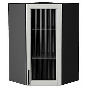 Шкаф верхний угловой остекленный Сканди Grey Silkwood/Graphite 920*600*600