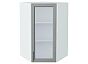 Шкаф верхний угловой остекленный Сканди Grey Softwood Белый 920*600*600