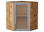 Шкаф верхний угловой остекленный Сканди Grey Softwood Дуб Вотан 716*600*600