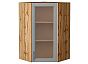 Шкаф верхний угловой остекленный Сканди Grey Softwood Дуб Вотан 920*600*600