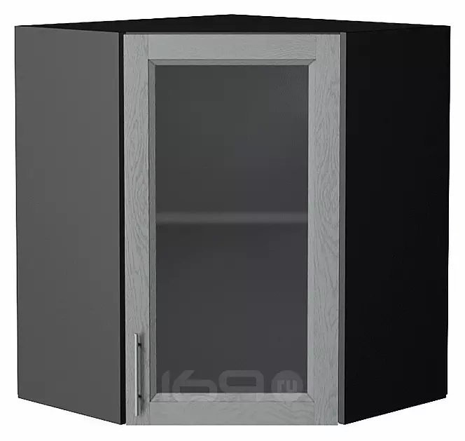 Шкаф верхний угловой остекленный Сканди Grey Softwood Graphite 716*600*600