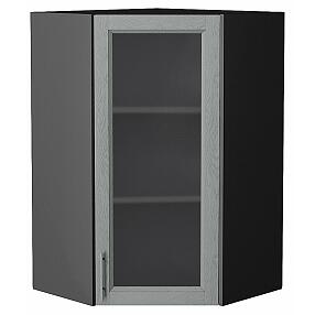 Шкаф верхний угловой остекленный Сканди Grey Softwood Graphite 920*600*600