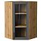 Шкаф верхний угловой остекленный Сканди Stormy Silkwood/Дуб Вотан 920*600*600