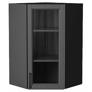 Шкаф верхний угловой остекленный Сканди Stormy Silkwood/Graphite 920*600*600