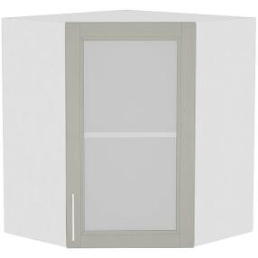 Шкаф верхний угловой остекленный Сканди ВУ 590 Grey Softwood-Белый