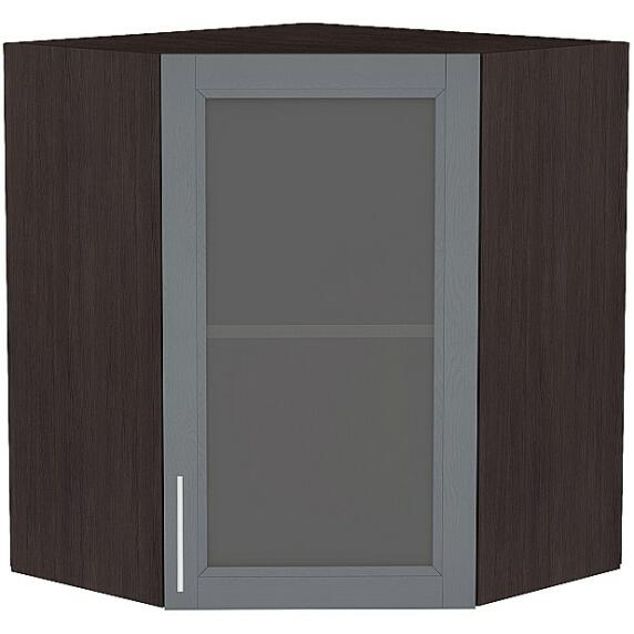 Шкаф верхний угловой остекленный Сканди ВУ 590 Graphite Softwood-Венге