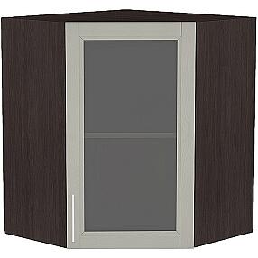 Шкаф верхний угловой остекленный Сканди ВУ 599 Grey Softwood-Венге