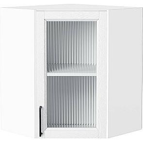 Шкаф верхний угловой остекленный Сканди White Silkwood/Белый 716*600*600