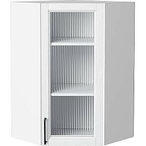 Шкаф верхний угловой остекленный Сканди White Silkwood/Белый 920*600*600