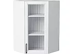Шкаф верхний угловой остекленный Сканди White Silkwood/Белый 920*600*600
