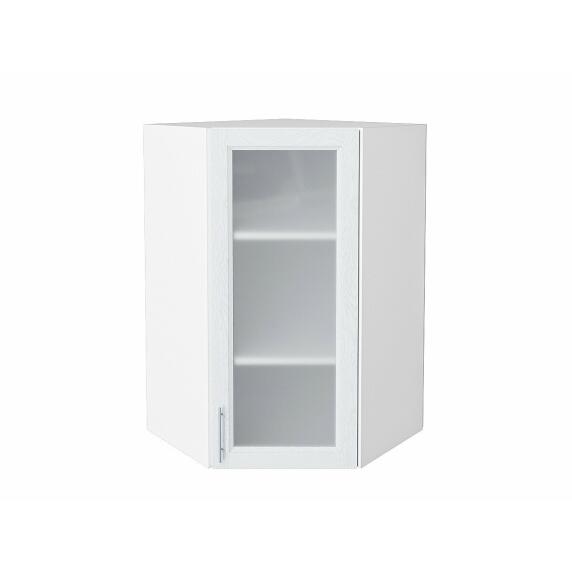 Шкаф верхний угловой остекленный Сканди White Softwood/Белый 920*600*600