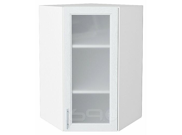 Шкаф верхний угловой остекленный Сканди White Softwood/Белый 920*600*600