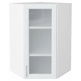 Шкаф верхний угловой остекленный Сканди White Softwood/Белый 920*600*600