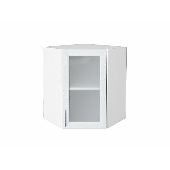 Шкаф верхний угловой остекленный Сканди White Softwood/Белый 716*600*600